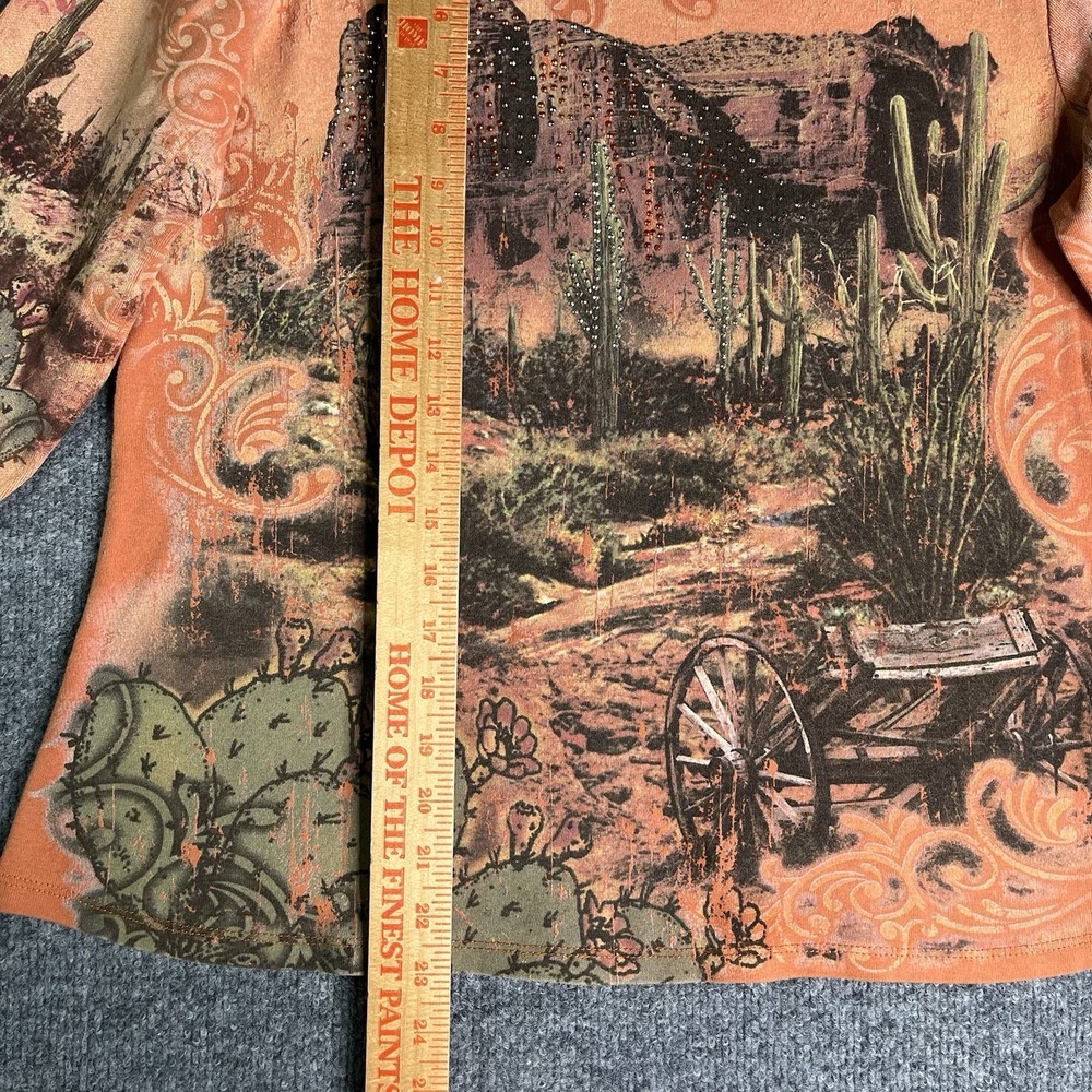Cactus Top Women Large Western Desert Graphic Southwestern Landscape Saguaro Y2K - Picture 4 of 8